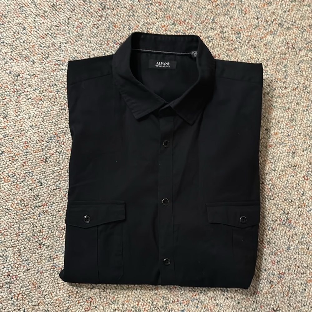 Alfani Regular Fit Black Dress Shirt Size XXL